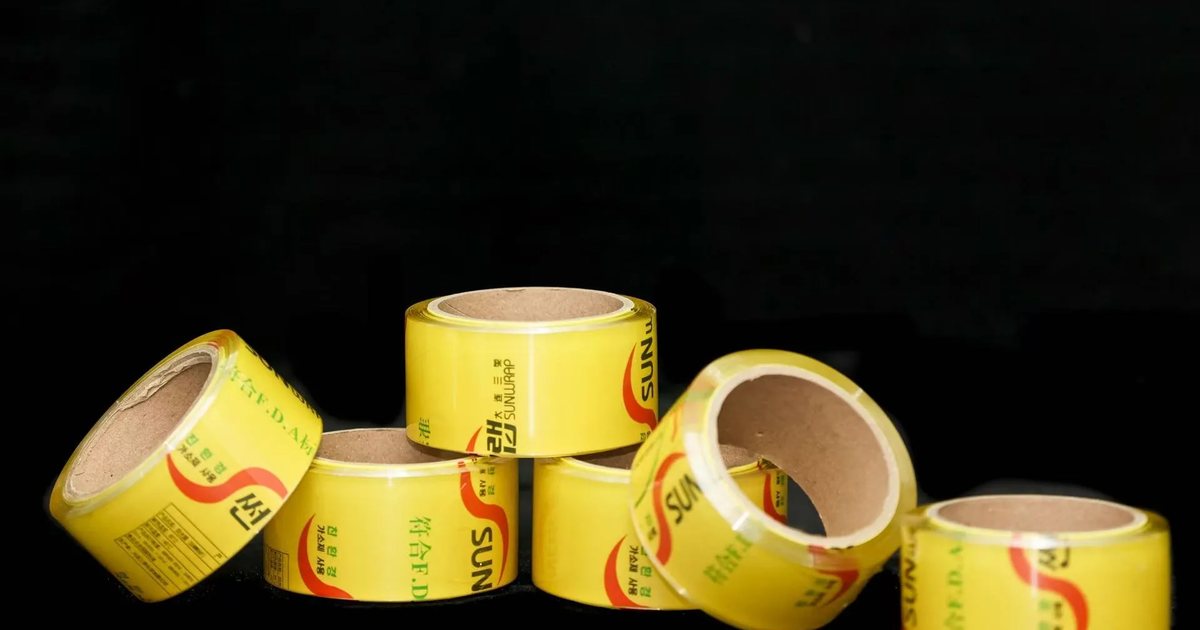 Rolls of transparent food-grade PVC cling film produced at the SUNWRAP factory in Ningbo